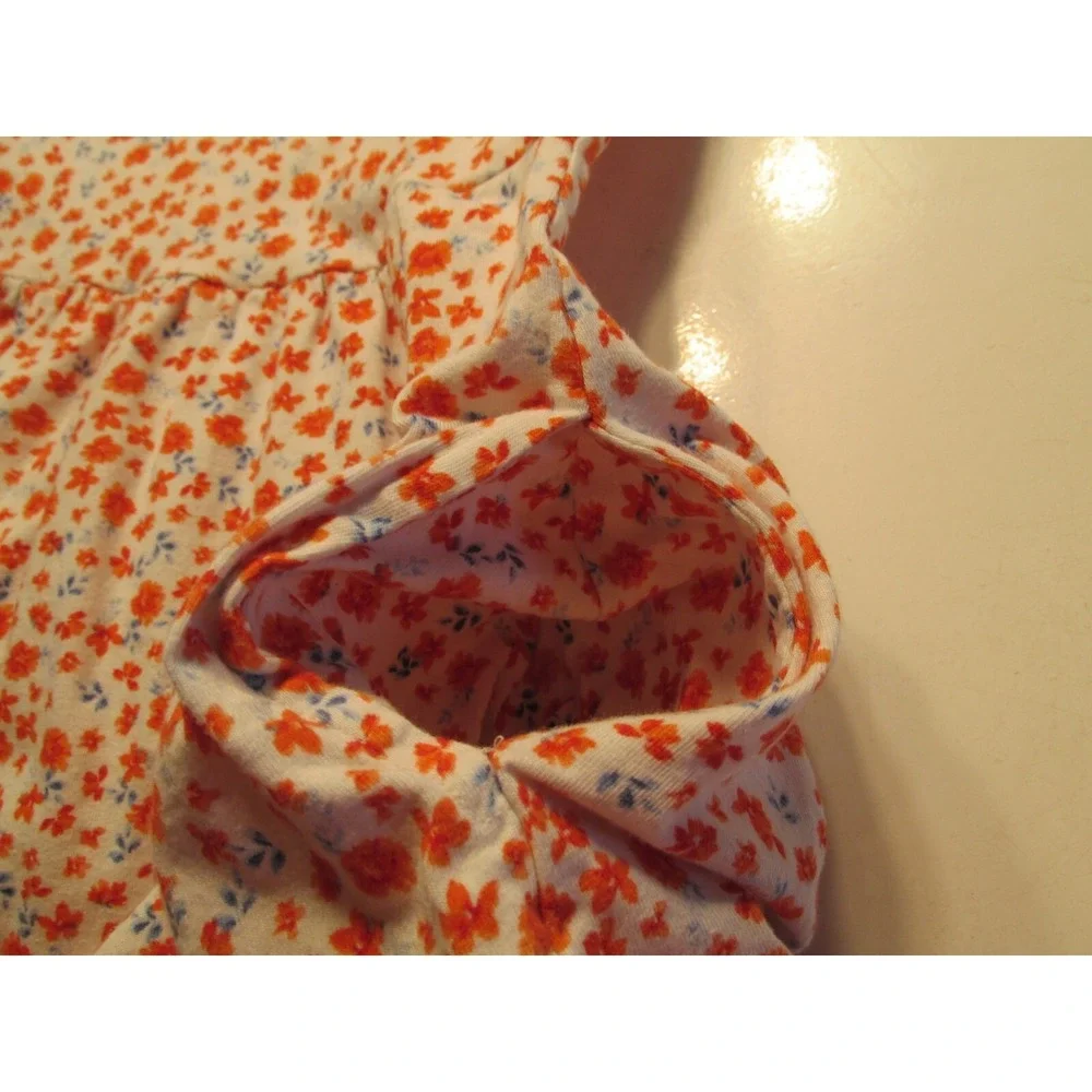 Old Navy Girls Summer Dress Size 8 White Orange Floral Pockets Sleeveless Knit
